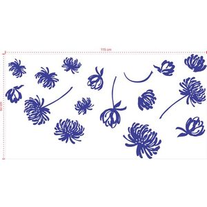 Adesivo Decorativo - Floral 047 - Tamanho: 115x60 cm - Azul Marinho