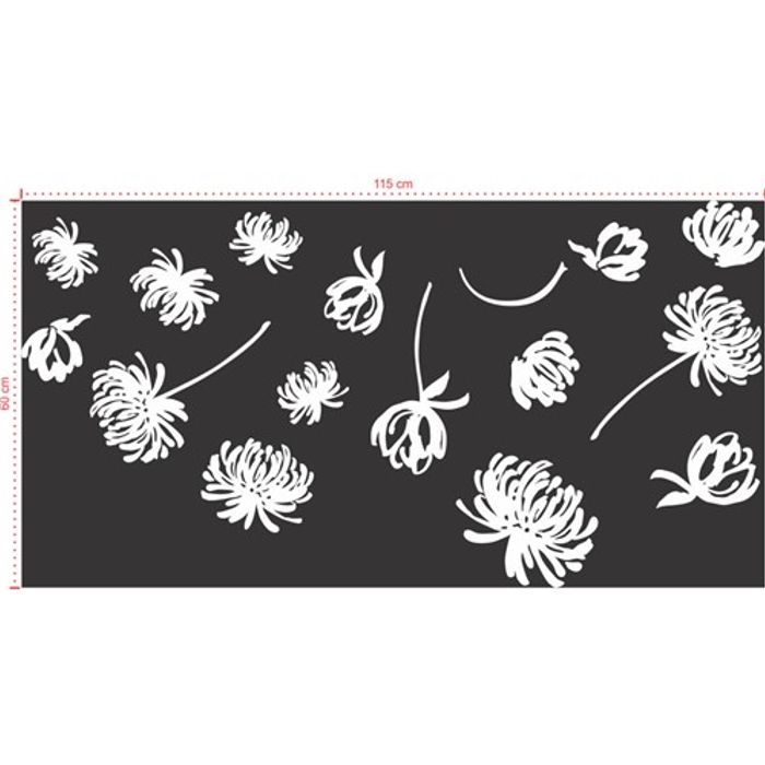 Adesivo Decorativo - Floral 047 - Tamanho: 115x60 cm - Branco