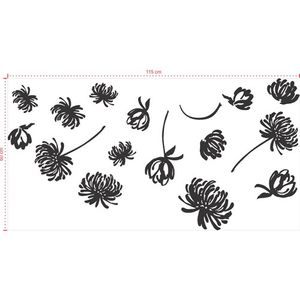 Adesivo Decorativo - Floral 047 - Tamanho: 115x60 cm - Preto