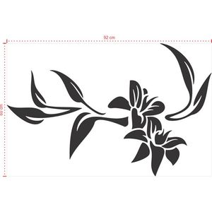 Adesivo Decorativo - Floral 048 - Tamanho: 92x60 cm - Preto
