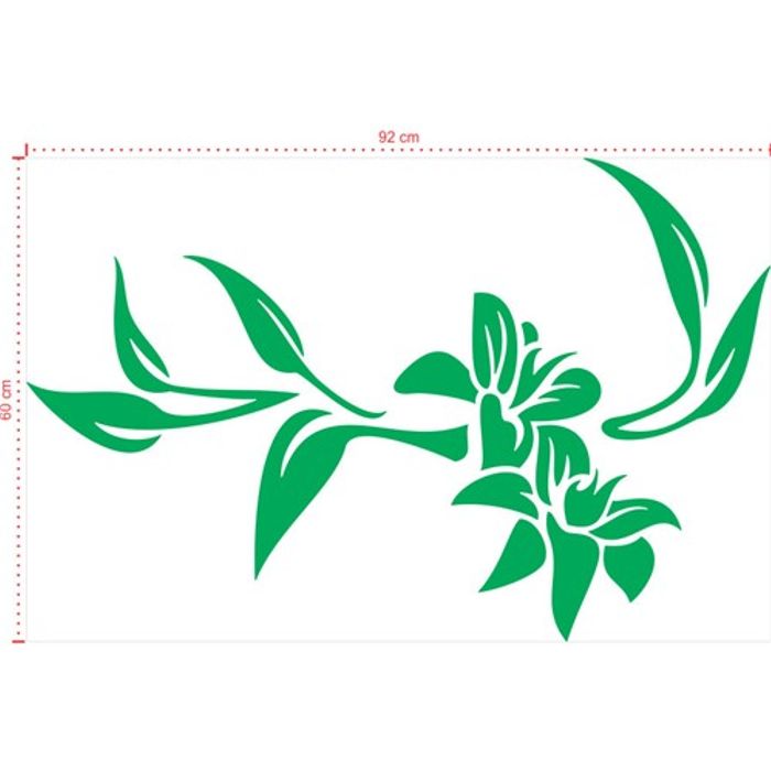 Adesivo Decorativo - Floral 048 - Tamanho: 92x60 cm - Verde