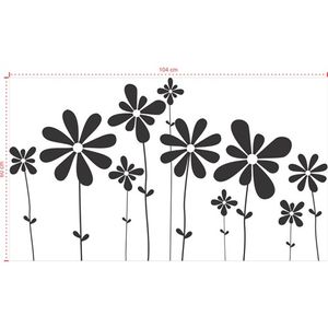 Adesivo Decorativo - Floral 049 - Tamanho: 104x60 cm - Preto