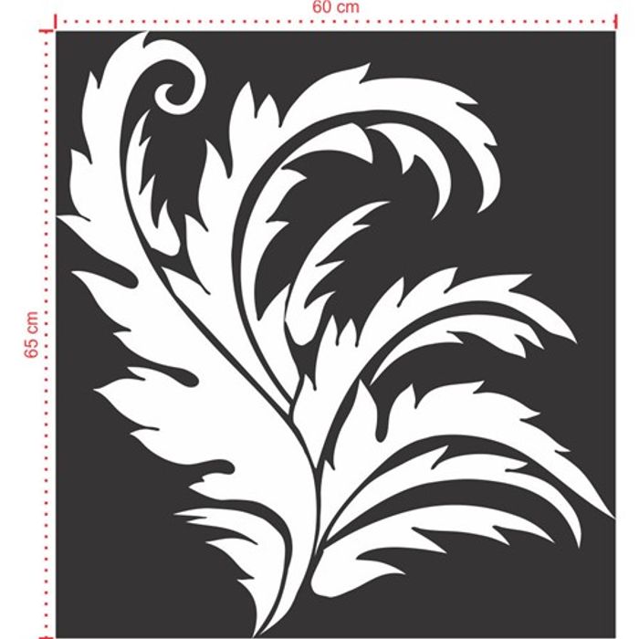 Adesivo Decorativo - Floral 050 - Tamanho: 60x65 cm - Branco