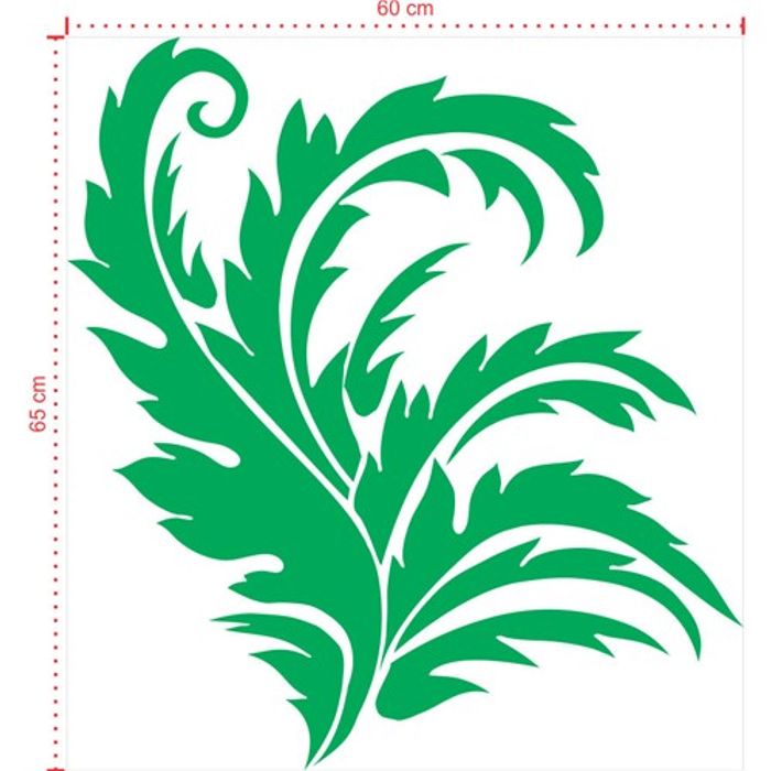 Adesivo Decorativo - Floral 050 - Tamanho: 60x65 cm - Verde
