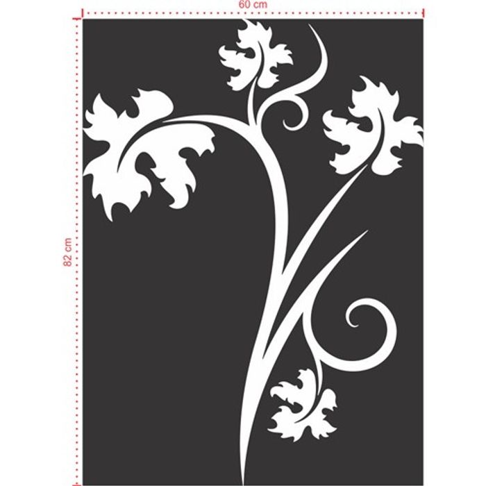 Adesivo Decorativo - Floral 052 - Tamanho: 60x82 cm - Branco