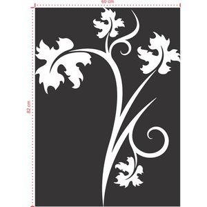 Adesivo Decorativo - Floral 052 - Tamanho: 60x82 cm - Preto