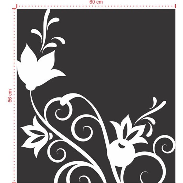 Adesivo Decorativo - Floral 054 - Tamanho: 60x66 cm - Branco
