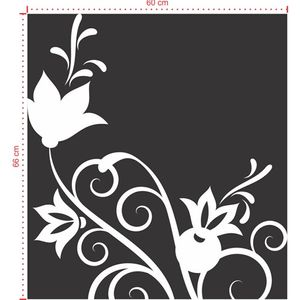 Adesivo Decorativo - Floral 054 - Tamanho: 60x66 cm - Branco