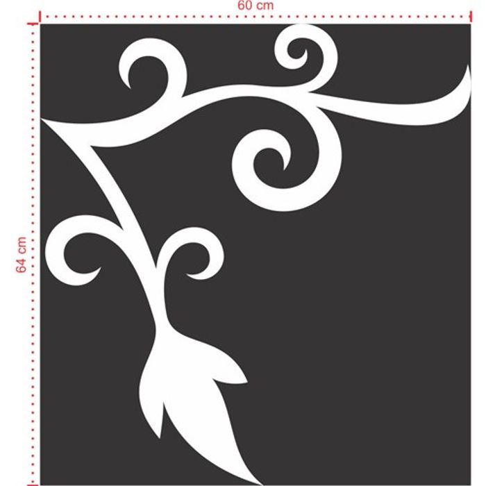 Adesivo Decorativo - Floral 055 - Tamanho: 60x64 cm - Branco
