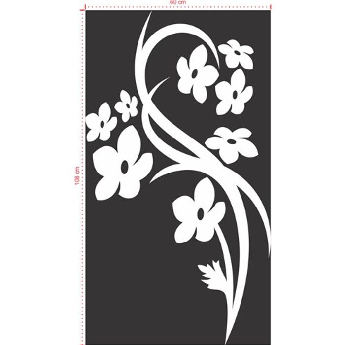 Adesivo Decorativo - Floral 056 - Tamanho: 60x108 cm - Branco