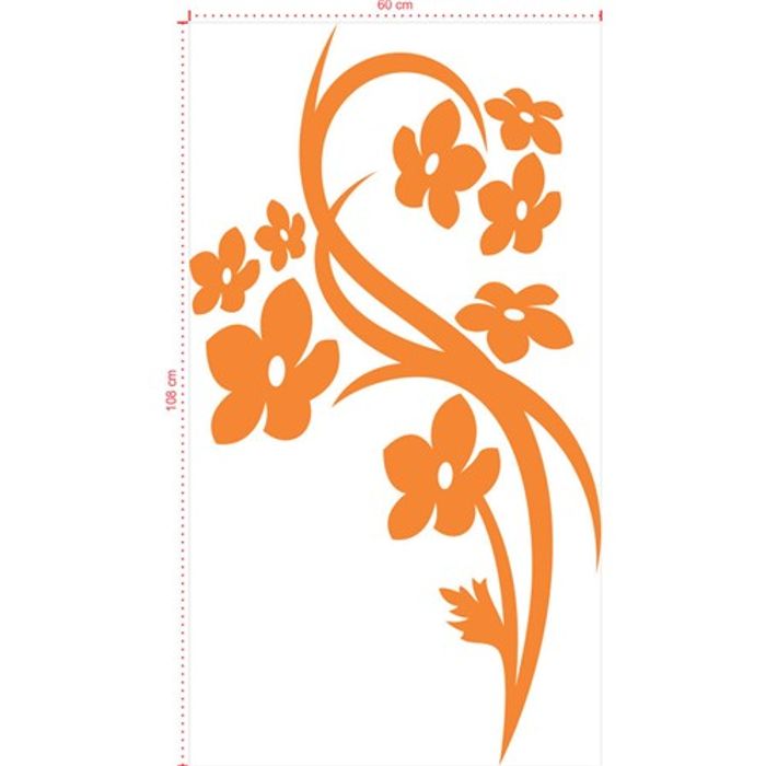 Adesivo Decorativo - Floral 056 - Tamanho: 60x108 cm - Laranja