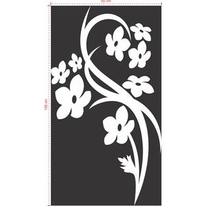 Adesivo Decorativo - Floral 056 - Tamanho: 60x108 cm - Preto