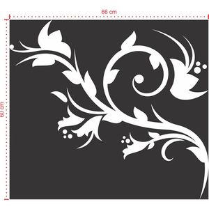 Adesivo Decorativo - Floral 057 - Tamanho: 60x66 cm - Branco