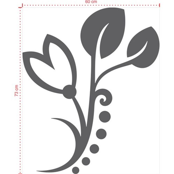 Adesivo Decorativo - Floral 058 - Tamanho: 60x73 cm - Cinza