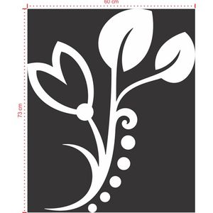 Adesivo Decorativo - Floral 058 - Tamanho: 60x73 cm - Preto