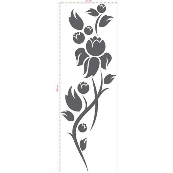 Adesivo Decorativo - Floral 059 - Tamanho: 50x150 cm - Cinza