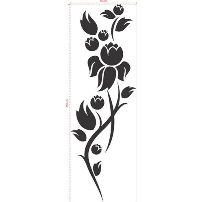 Adesivo Decorativo - Floral 059 - Tamanho: 50x150 cm - Preto