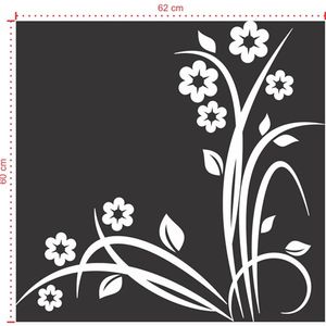 Adesivo Decorativo - Floral 060 - Tamanho: 62x60 cm - Azul Marinho