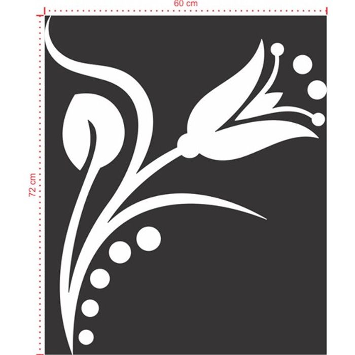 Adesivo Decorativo - Floral 061 - Tamanho: 60x72 cm - Branco