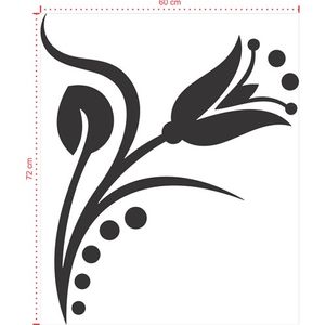 Adesivo Decorativo - Floral 061 - Tamanho: 60x72 cm - Preto