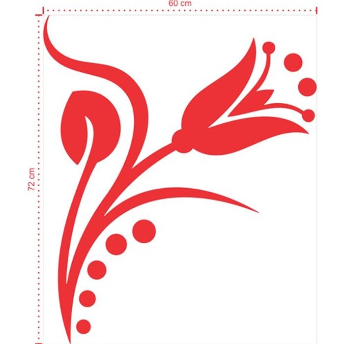 Adesivo Decorativo - Floral 061 - Tamanho: 60x72 cm - Vermelho