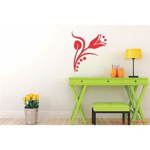 Adesivo Decorativo - Floral 061 - Tamanho: 60x72 cm - Vermelho