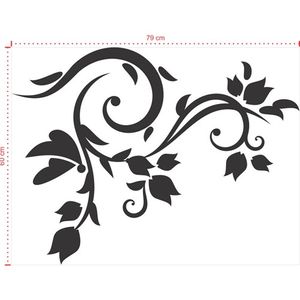 Adesivo Decorativo - Floral 062 - Tamanho: 79x60 cm - Branco