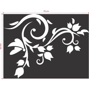 Adesivo Decorativo - Floral 062 - Tamanho: 79x60 cm - Branco