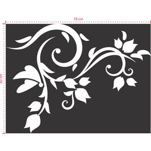 Adesivo Decorativo - Floral 062 - Tamanho: 79x60 cm - Marrom