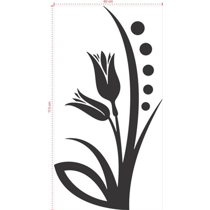 Adesivo Decorativo - Floral 063 - Tamanho: 113x60 cm - Preto