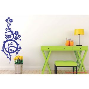 Adesivo Decorativo - Floral 064 - Tamanho: 141x60 cm - Azul Marinho