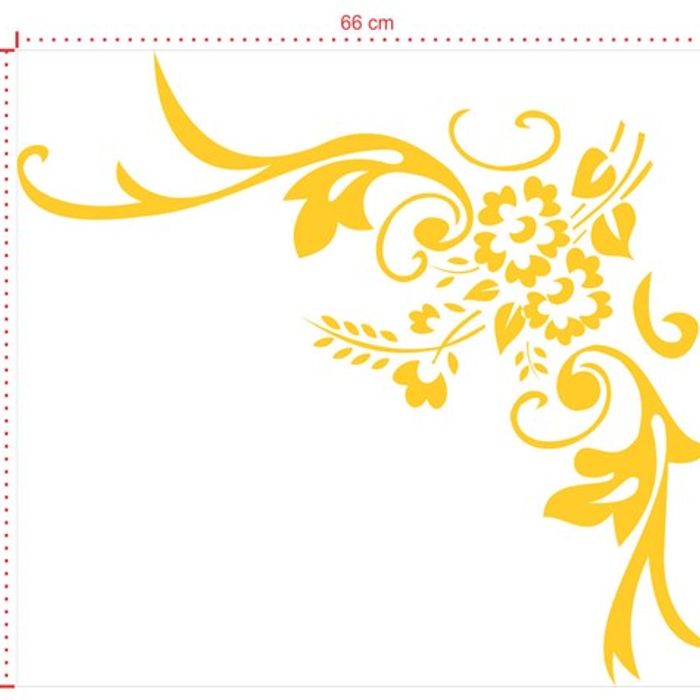 Adesivo Decorativo - Floral 065 - Tamanho: 66x60 cm - Amarelo Ouro