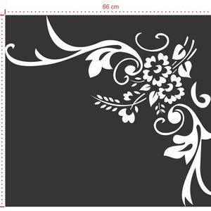 Adesivo Decorativo - Floral 065 - Tamanho: 66x60 cm - Preto