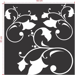 Adesivo Decorativo - Floral 066 - Tamanho: 60x61 cm - Preto