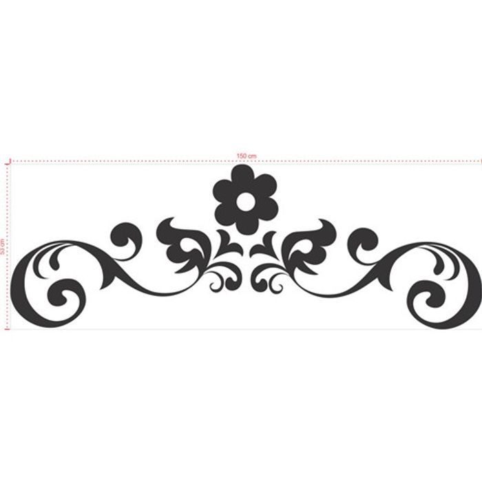 Adesivo Decorativo - Floral 067 - Tamanho: 150x53 cm - Preto