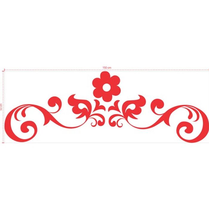 Adesivo Decorativo - Floral 067 - Tamanho: 150x53 cm - Vermelho