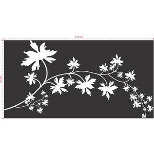 Adesivo Decorativo - Floral 068 - Tamanho: 115x60 cm - Preto
