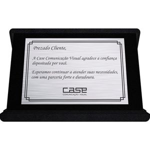 Placa de Homenagem em Aço Inox Escovado com Estojo de Veludo - Tamanho da placa: 13x9 cm