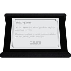 Placa de Homenagem em Aço Inox Polido com Estojo de Veludo - Tamanho da placa: 24x16 cm