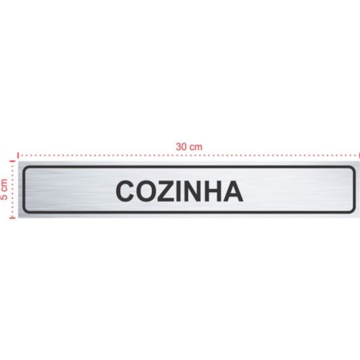 Placa em aço inox escovado - Cozinha - Tamanho: 30x5 cm