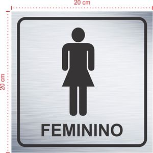 Placa em aço inox escovado - Feminino 002 - Tamanho: 20x20 cm