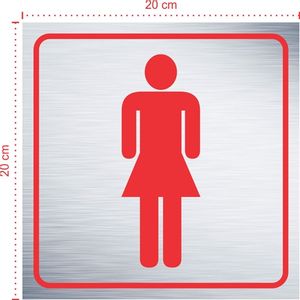 Placa em aço inox escovado - Feminino 003 - Tamanho: 20x20 cm