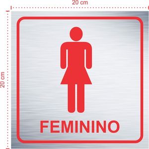 Placa em aço inox escovado - Feminino 004 - Tamanho: 20x20 cm