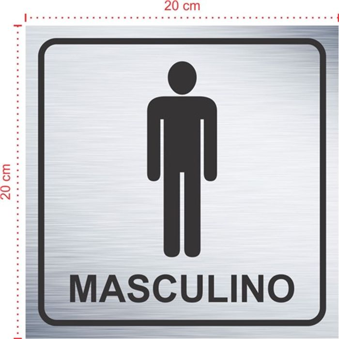 Placa em aço inox escovado - Masculino 002 - Tamanho: 20x20 cm