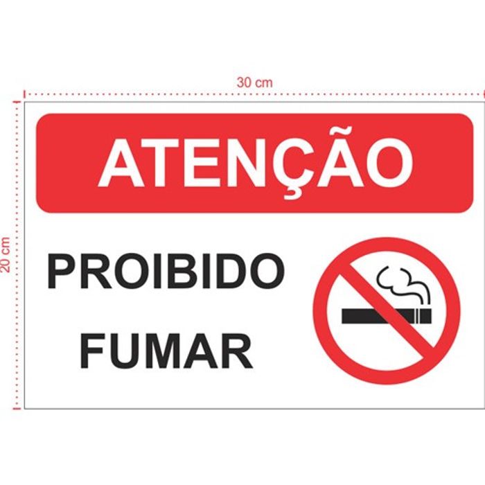 Placa em PVC - Proibido Fumar - Tamanho: 30x20 cm