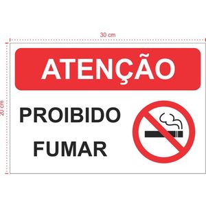 Placa em PVC - Proibido Fumar - Tamanho: 30x20 cm