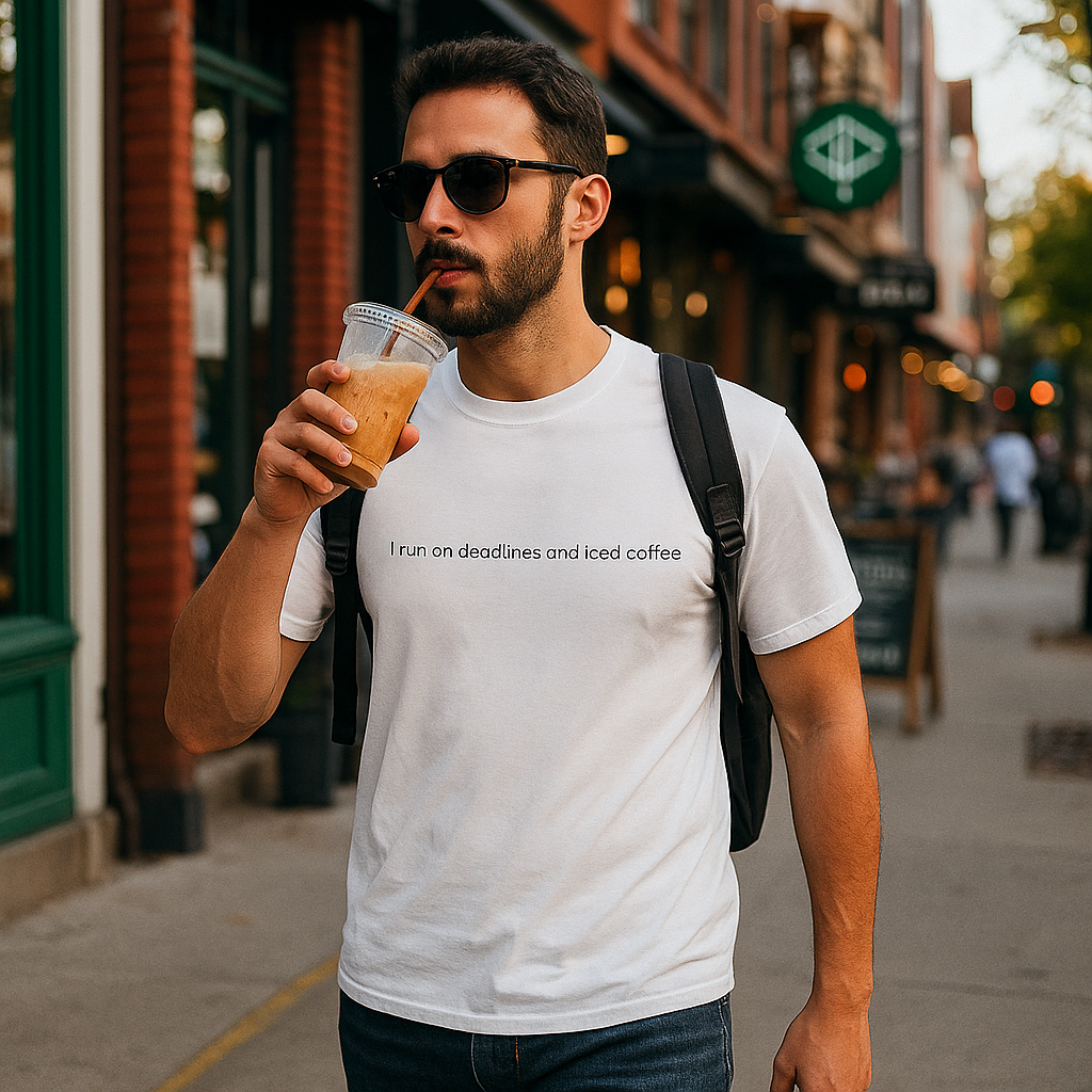 Thumbnail of I run on deadlines and iced coffee