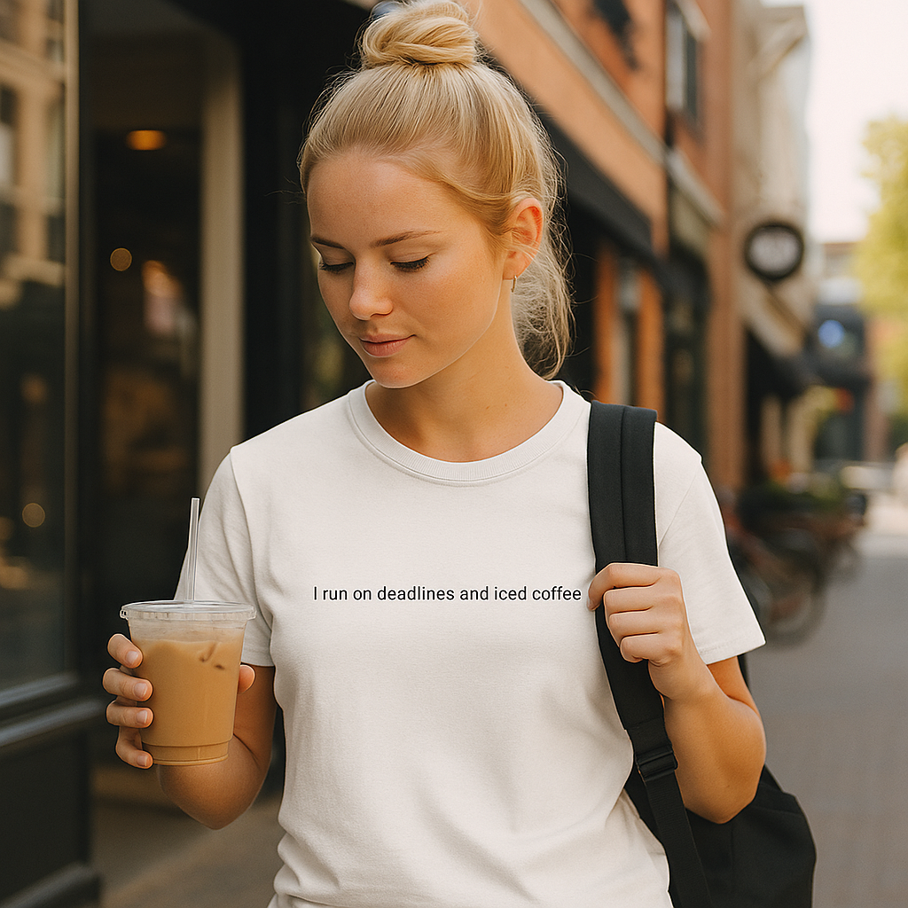 Thumbnail of I run on deadlines and iced coffee