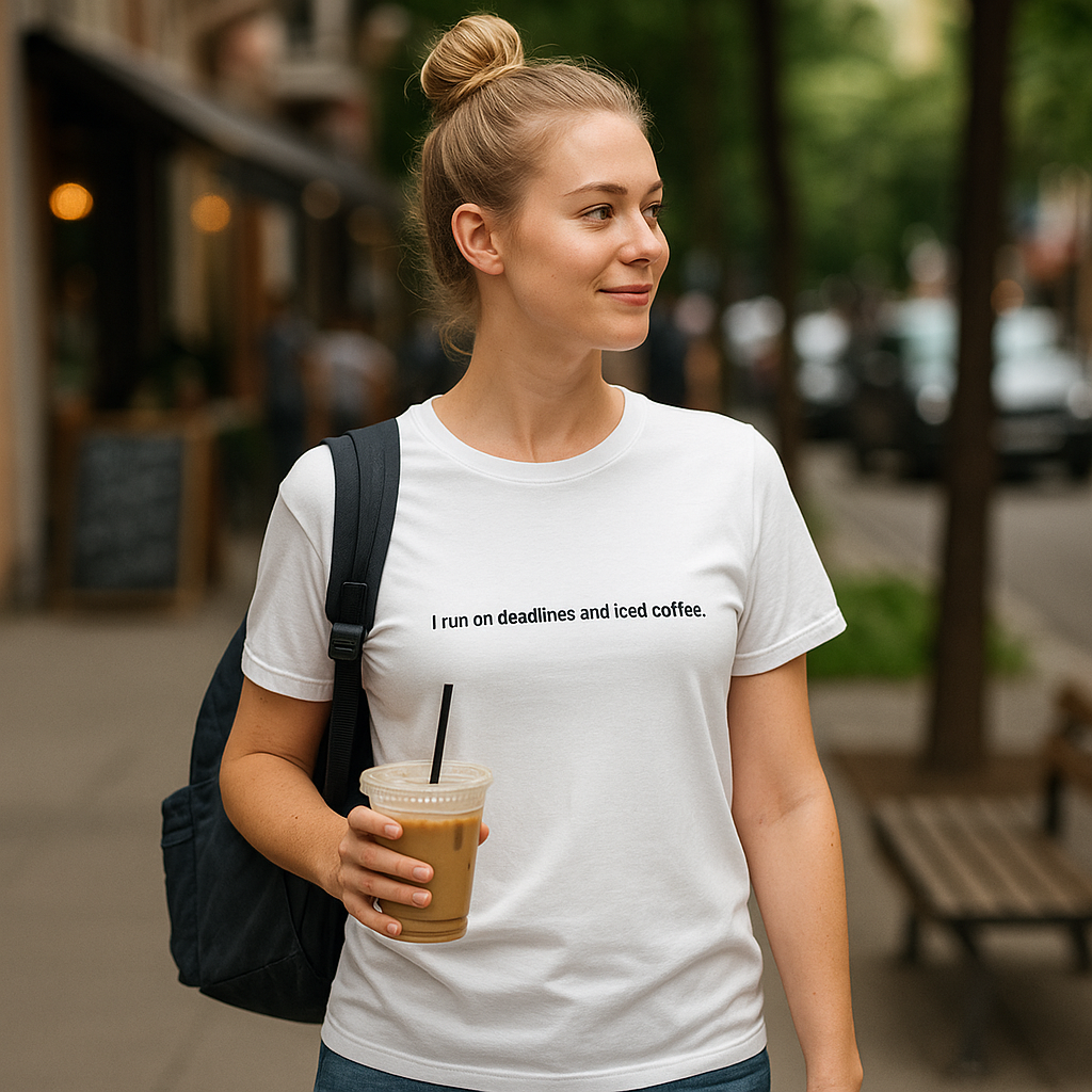Thumbnail of I run on deadlines and iced coffee