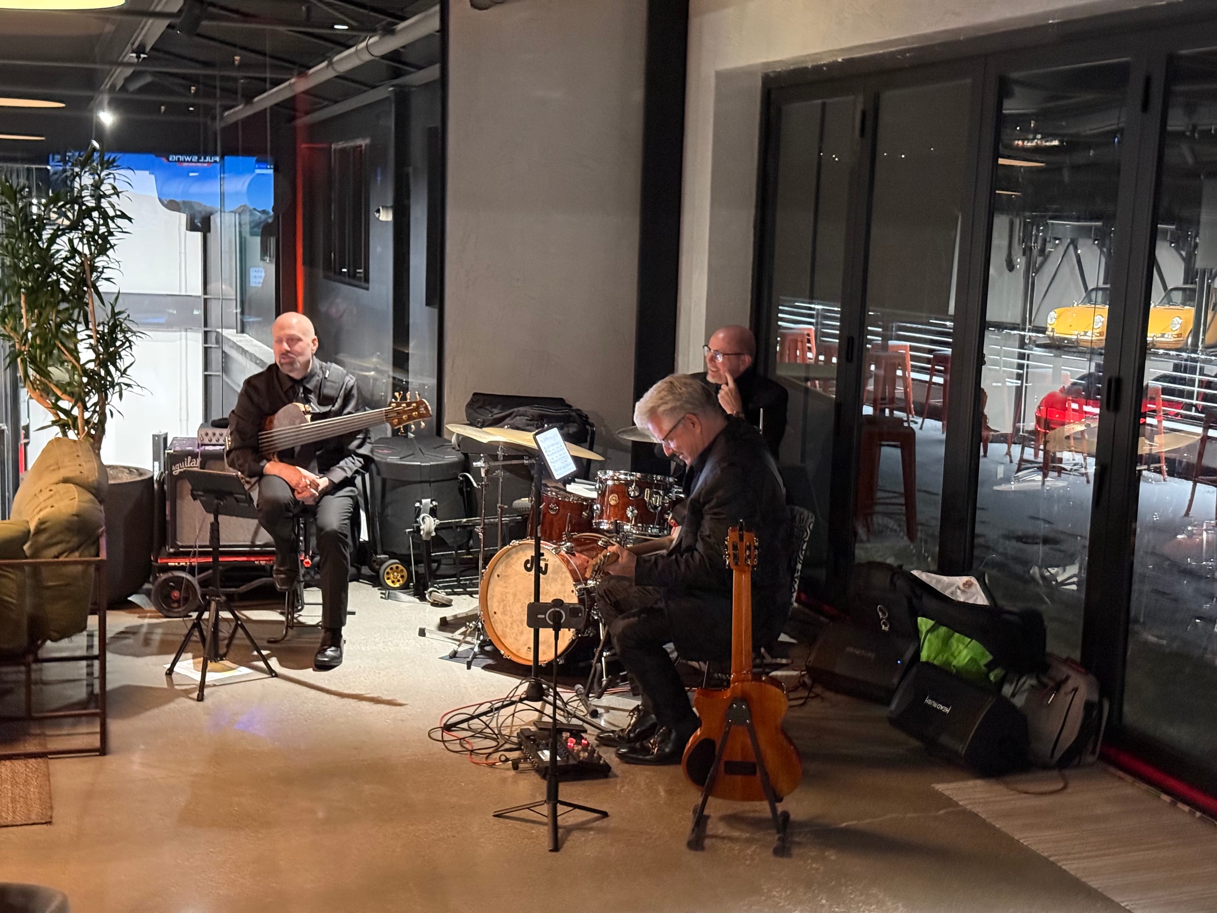 The band, playing to the collection